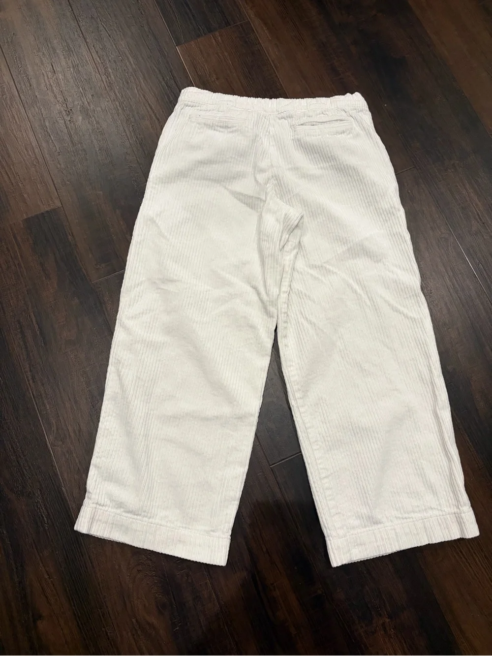 Janie and Jack Girls Size 12 White Corduroy Cropped Pants Gold Buttons